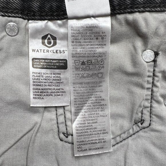 Levis Premium Womens 501 90s Denim Jean Shorts Mid Thigh Rise Long Black Gray - Picture 15 of 16